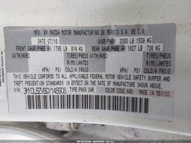 3MYDLBZV6GY146908 Scion IA