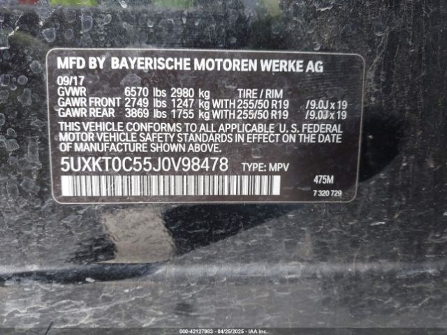 5UXKT0C55J0V98478 BMW X5 Edrive Xdrive40e Iperformance