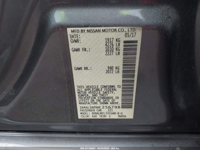 1N4AL3APXHC256798 Nissan Altima 2.5 Sv