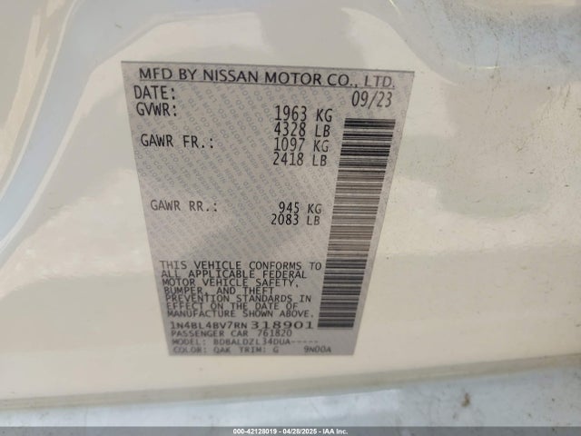 Nissan 2024 2024 1N4BL4BV7RN318901 Image 9