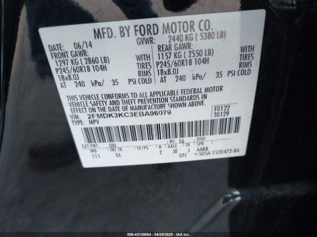 2FMDK3KC3EBA96079 Ford Edge Limited