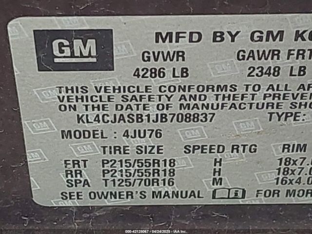 KL4CJASB1JB708837 Buick Encore Preferred