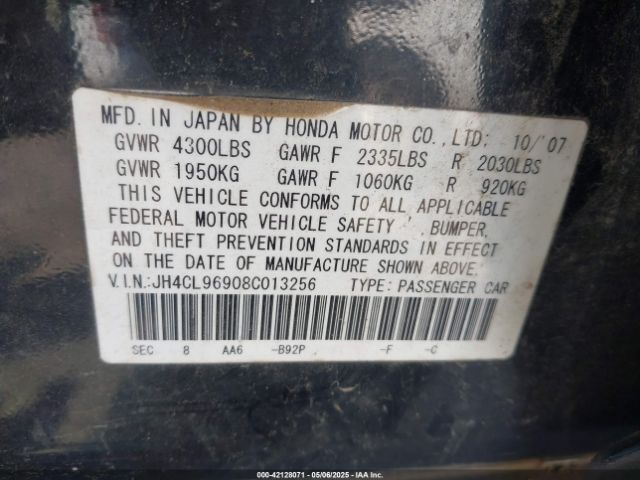 2008 ACURA TSX JH4CL96908C013256 Photo 8