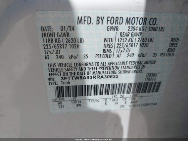 3FTTW8A93RRA30632 Ford Maverick Xl
