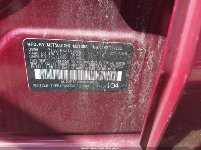 2019 MITSUBISHI MIRAGE G4 ML32F3FJ9KHF03657 Photo 8