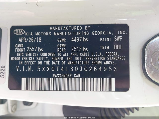 5XXGT4L30JG264953 KIA gdi
