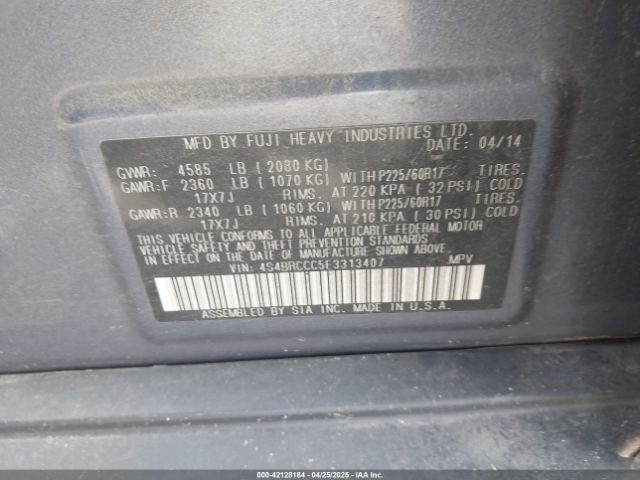 4S4BRCCC5E3313407 Subaru Outback 2.5i Premium