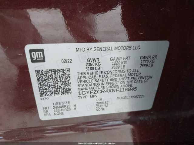 1GYFZCR4XNF116845 Cadillac Xt4 Fwd Premium Luxury