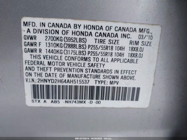 2010 ACURA MDX 2HNYD2H64AH515537 Photo 8