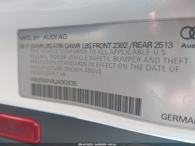 2018 AUDI A4 WAUENAF4XJA062635 Photo 8