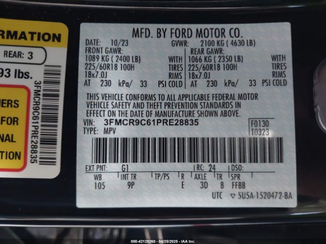 3FMCR9C61PRE28835 Ford Bronco Sport Outer Banks
