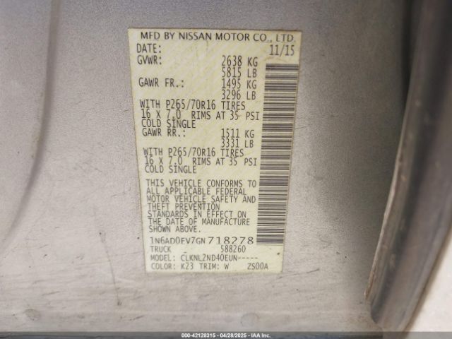 2016 NISSAN FRONTIER 1N6AD0EV7GN718278 Photo 8