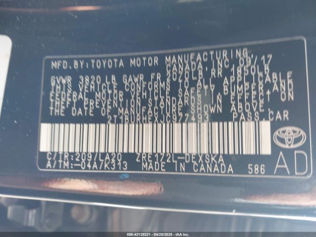 2T1BURHEXJC977493 Toyota Corolla Xse