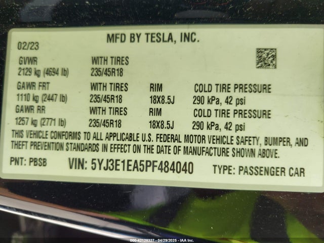2023 TESLA MODEL 3 5YJ3E1EA5PF484040 Photo 8