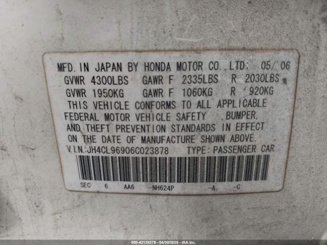 2006 ACURA TSX JH4CL96906C023878 Photo 8