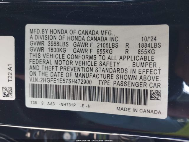 2025 HONDA CIVIC SI 2HGFE1E57SH472900 Photo 8