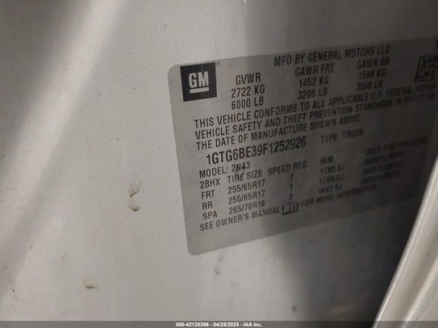 1GTG6BE39F1252926 GMC CANYON SLE