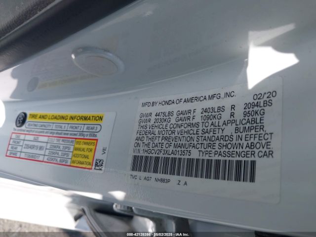 1HGCV2F3XLA013575 Honda Accord Sport 2.0t