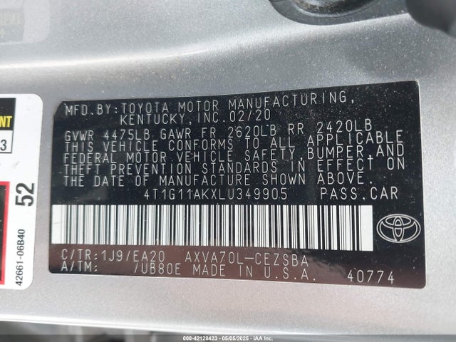 4T1G11AKXLU349905 Toyota a25a-fks