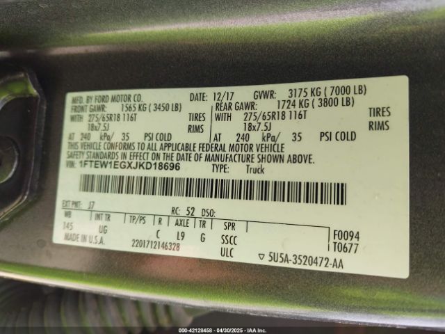 2018 FORD F-150 1FTEW1EGXJKD18696 Photo 8