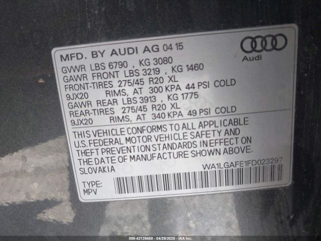 WA1LGAFE1FD023297 Audi Q7 3.0t Premium