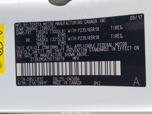 2T2BZMCA7HC118019 Lexus RX 350