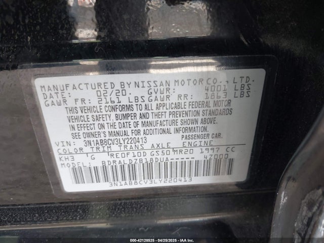 Nissan Sentra Sv Xtronic Cvt 2020 3N1AB8CV3LY220413 Image 9