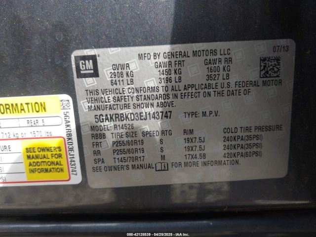 5GAKRBKD3EJ143747 Buick Enclave Leather