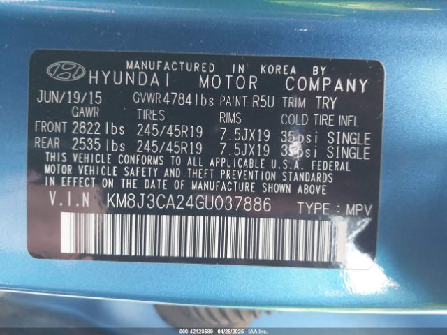 KM8J3CA24GU037886 Hyundai Tucson Sport