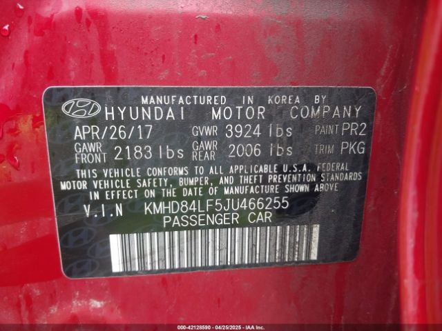 KMHD84LF5JU466255 Hyundai Elantra Value Edition