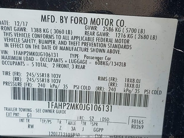 1FAHP2MK0JG106131 Ford Police Interceptor