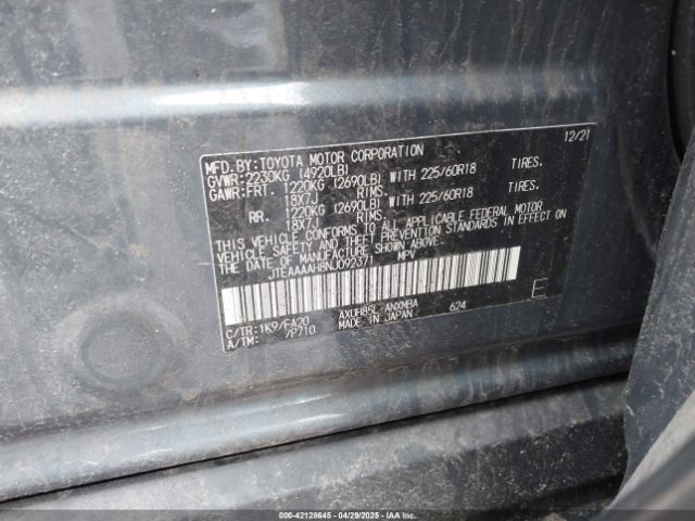 JTEAAAAH8NJ092371 Toyota VENZA LE