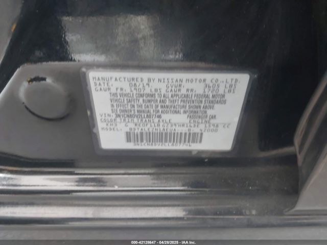 3N1CN8DV2LL807746 Nissan Versa S Xtronic Cvt