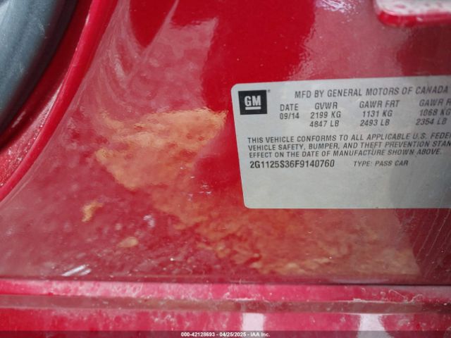 2G1125S36F9140760 Chevrolet Impala 2lt