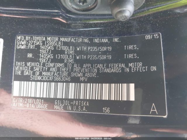 5TDXK3DCXFS663046 Toyota Sienna Se 8 Passenger