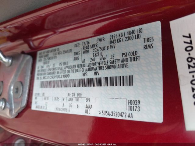5LMCJ1C93HUL31999 Lincoln Mkc Premiere