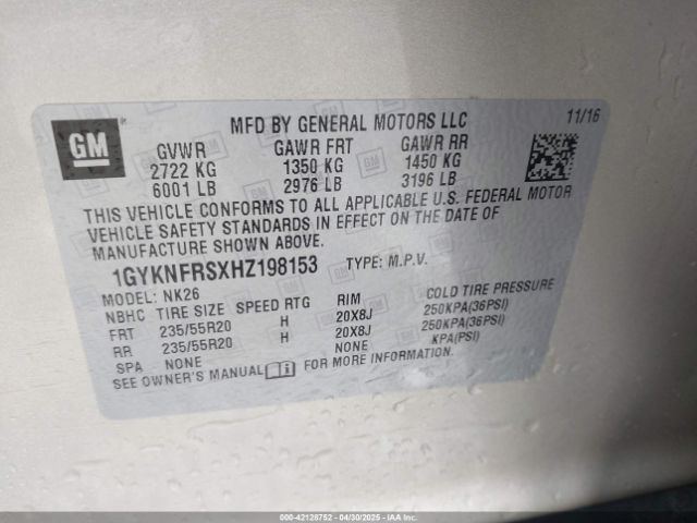2017 CADILLAC XT5 1GYKNFRSXHZ198153 Photo 8