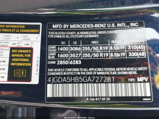4JGDA5HB5GA727281 Mercedes-Benz Gle 350 4matic