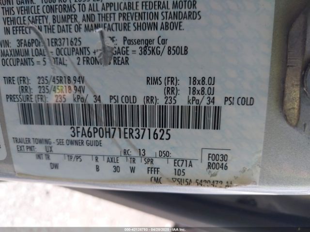 3FA6P0H71ER371625 Ford FUSION SE