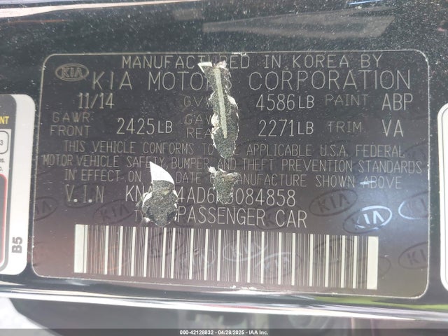 KNAGN4AD6F5084858 KIA Optima Hybrid Ex