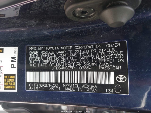 JTDS4MCE5RJ103854 Toyota COROLLA SE