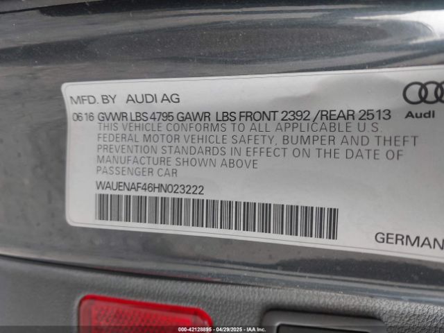 WAUENAF46HN023222 Audi A4 2.0t Premium