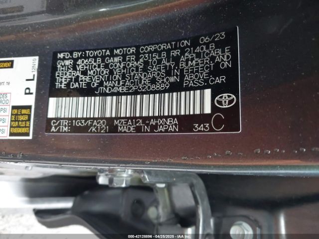 JTND4MBE2P3208889 Toyota COROLLA SE