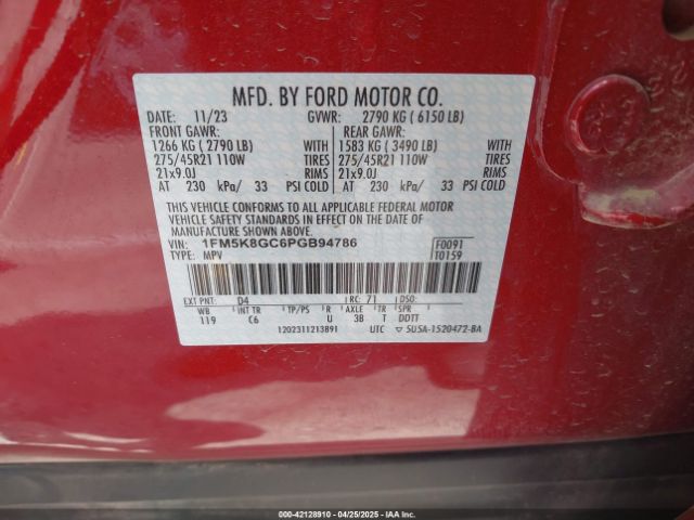 1FM5K8GC6PGB94786 Ford Explorer St