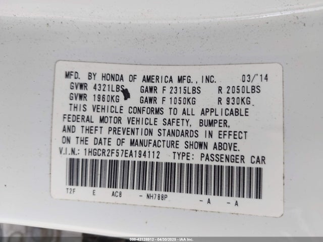 1HGCR2F57EA194112 Honda Accord Sport
