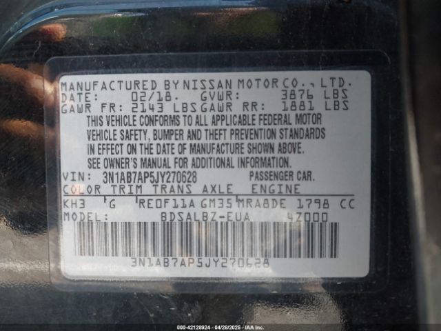 2018 NISSAN SENTRA 3N1AB7AP5JY270628 Photo 8