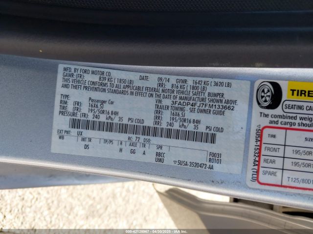 3FADP4FJ7FM133662 Ford 2015