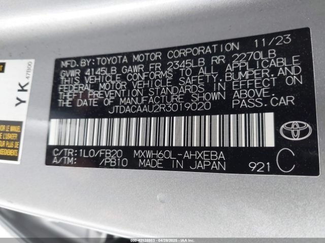 JTDACAAU2R3019020 Toyota Prius Le
