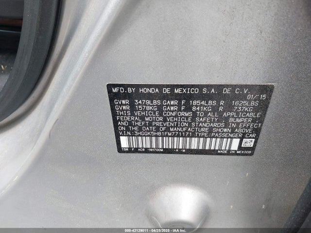 3HGGK5H81FM771171 Honda l15b1