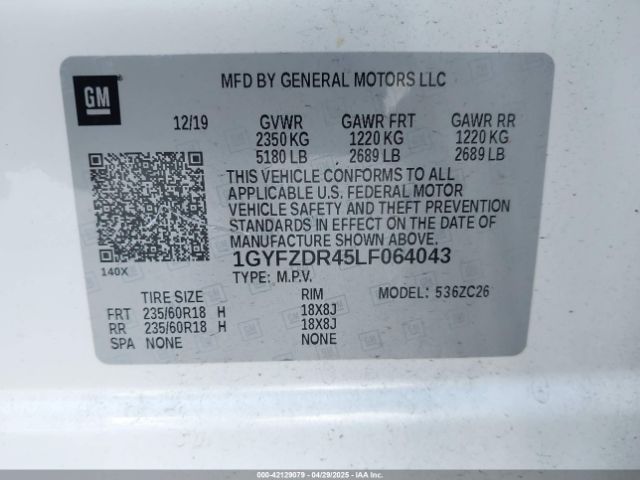 1GYFZDR45LF064043 Cadillac Xt4 Awd Premium Luxury